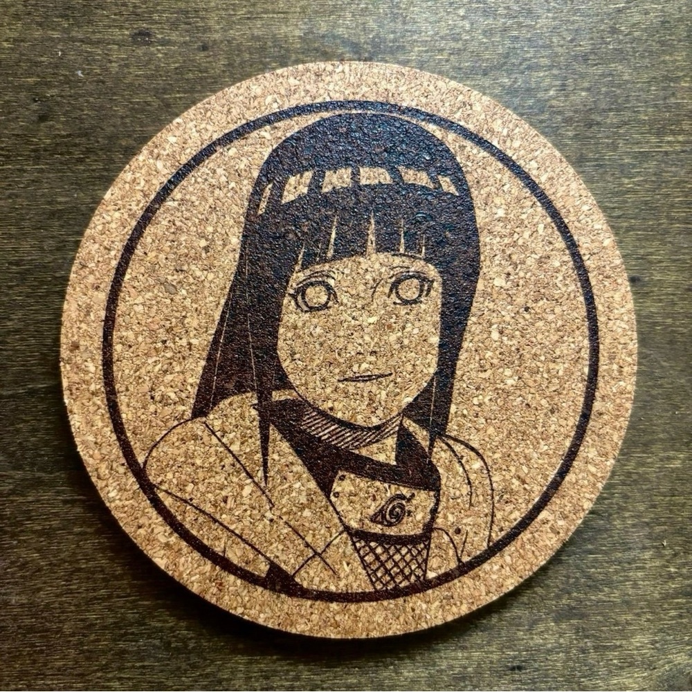 Naruto Hinata Laser Engraved Cork Coaster #2